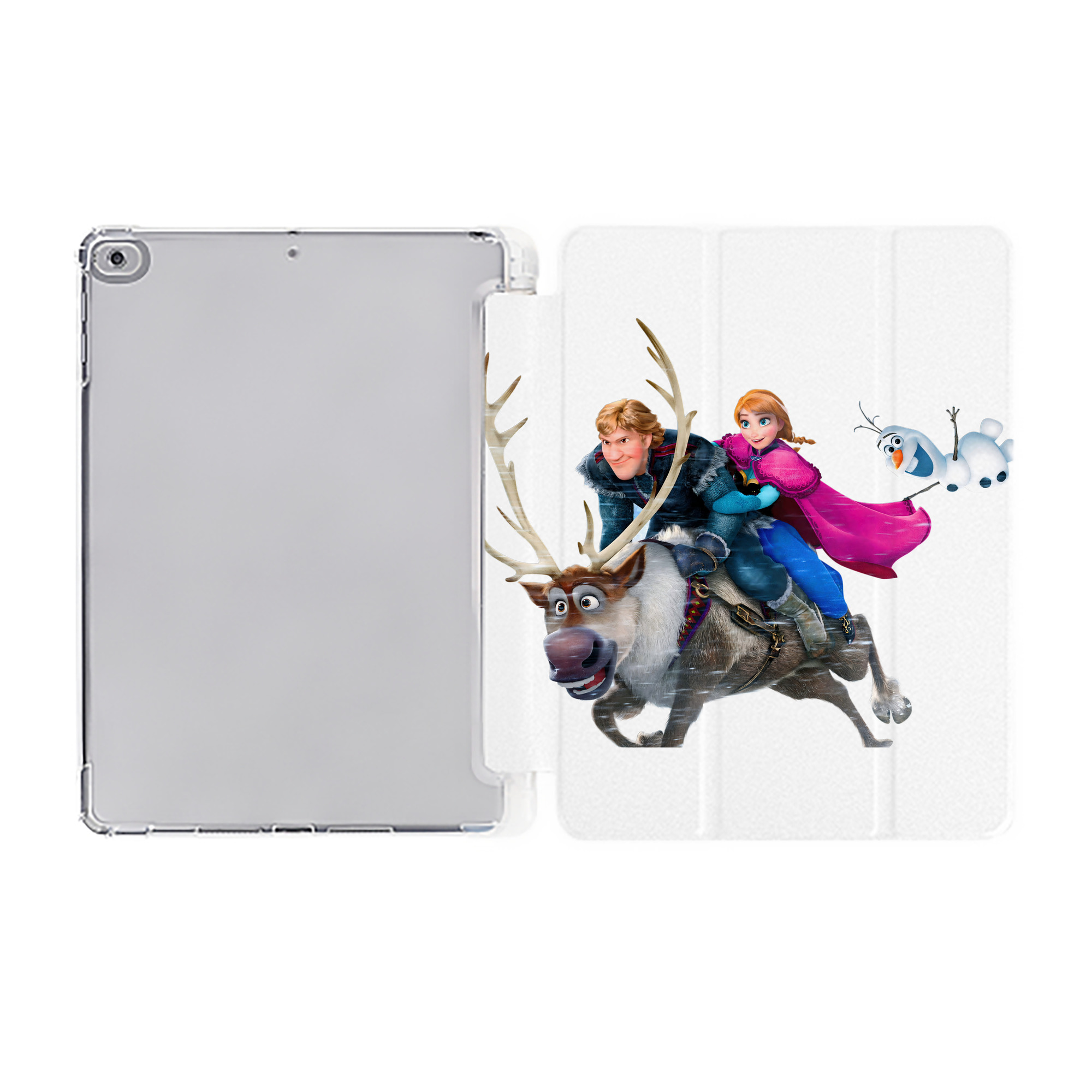 （画像用） アナと雪の女王 アンナ エルサ Frozen Anna Elsa IPad ケース ペン収納付き 三つ折りスタンド PUレザー×シリコン 対応機種9.5/10.5/10.9インチ